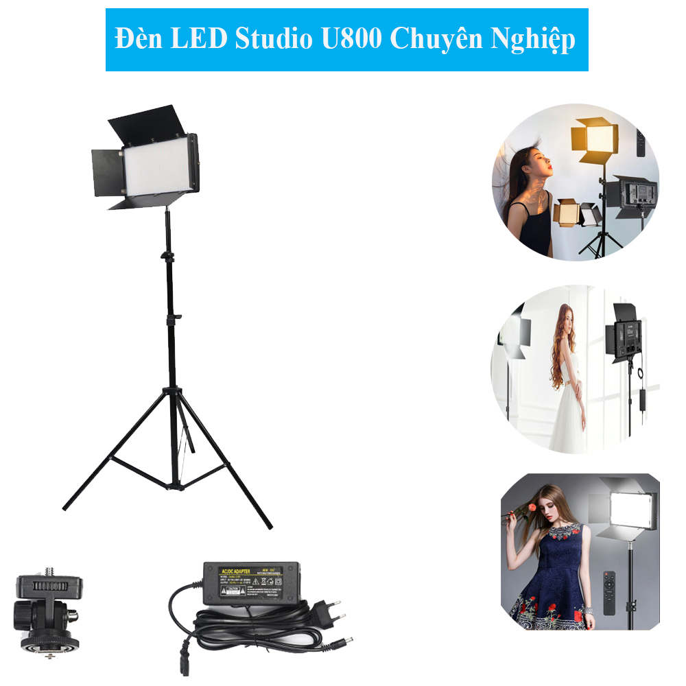 Bộ đèn chụp ảnh studio u800, đèn livestream bán hàng hỗ trợ quay phim, chụp ảnh, quay tiktok,youtube tặng kèm chân đèn 2.1m với công suất 100w cho chất lượng cực kỳ sắc nét