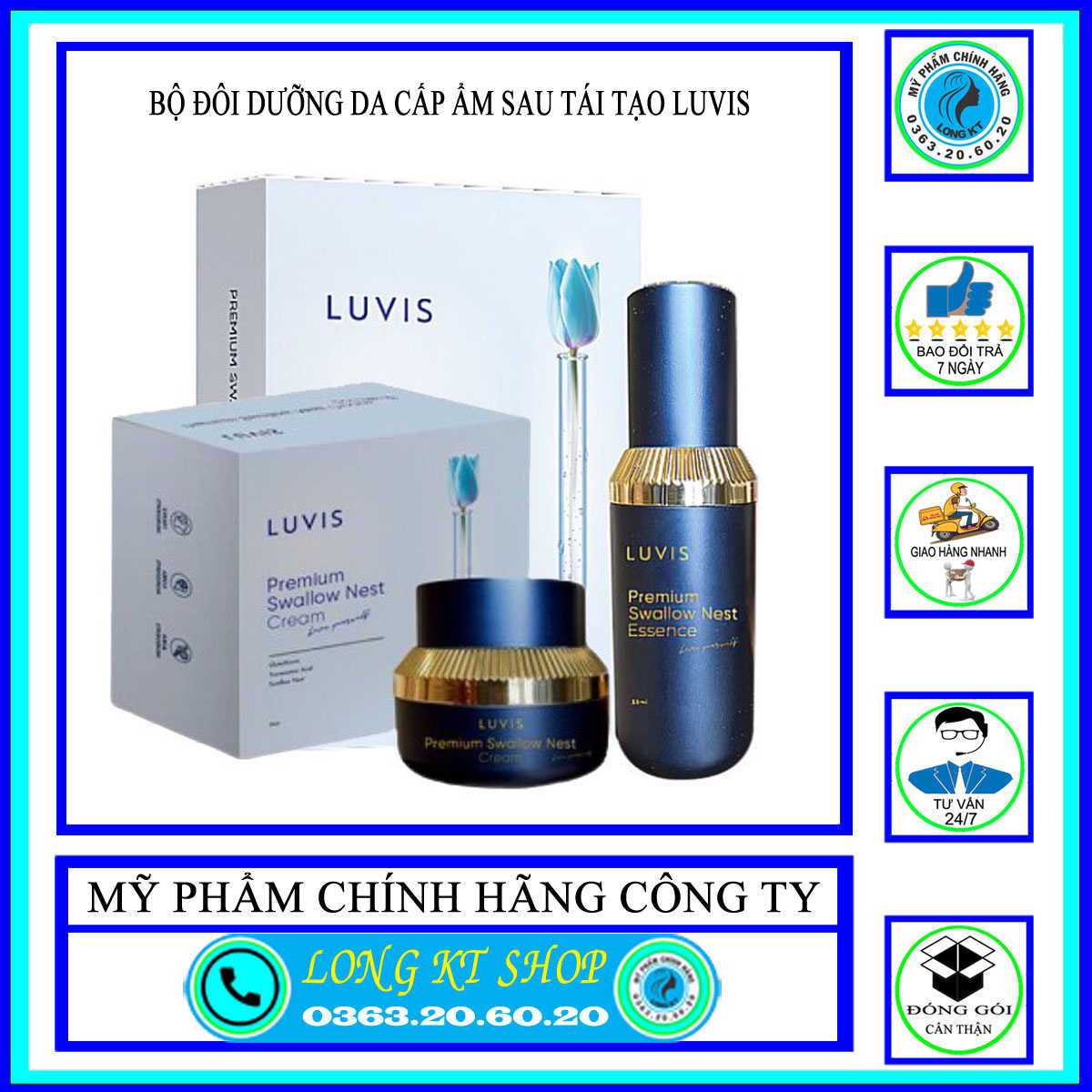[Bà lão mẫu mới↔ Luvis]Combo 2 sản phẩm Bộ đôi dưỡng trắng da,phục hồi da LUVIS Tinh Chất Tổ Yến