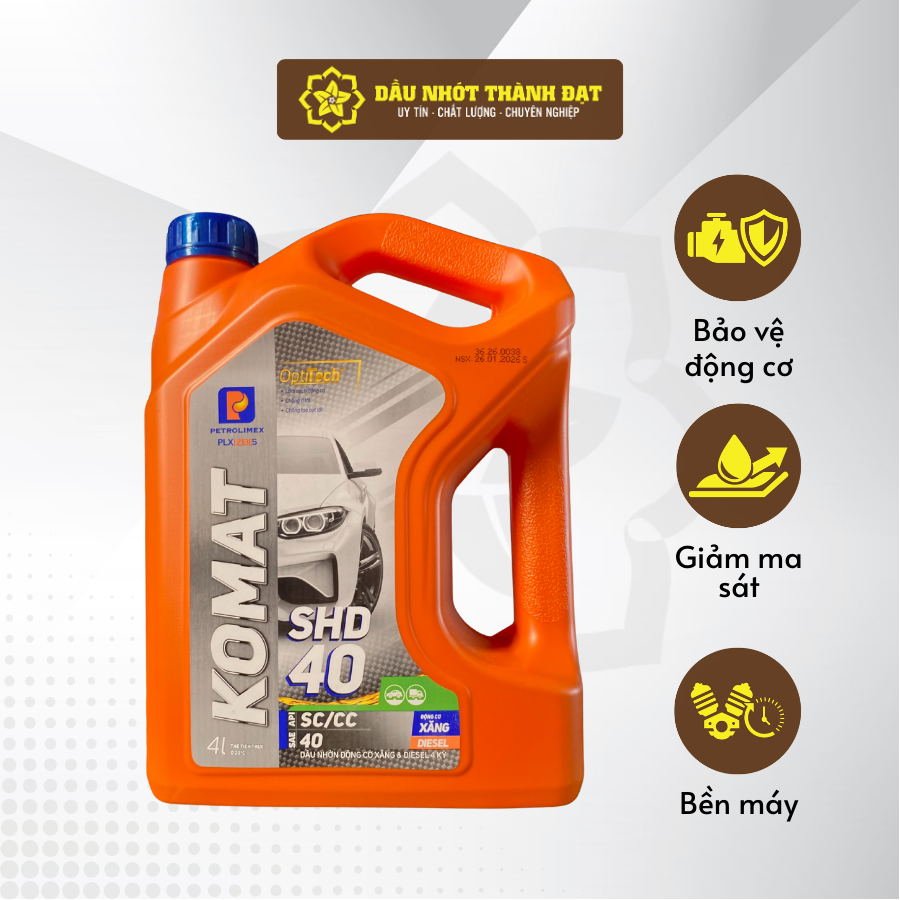 Petrolimex Komat Shd 40 (4L) Lubricant Oil – Genuine Lubricant Oil for 4-Stroke Gasoline & Diesel Engines Giá 472,798 Đồng*Miễn phí vận chuyển