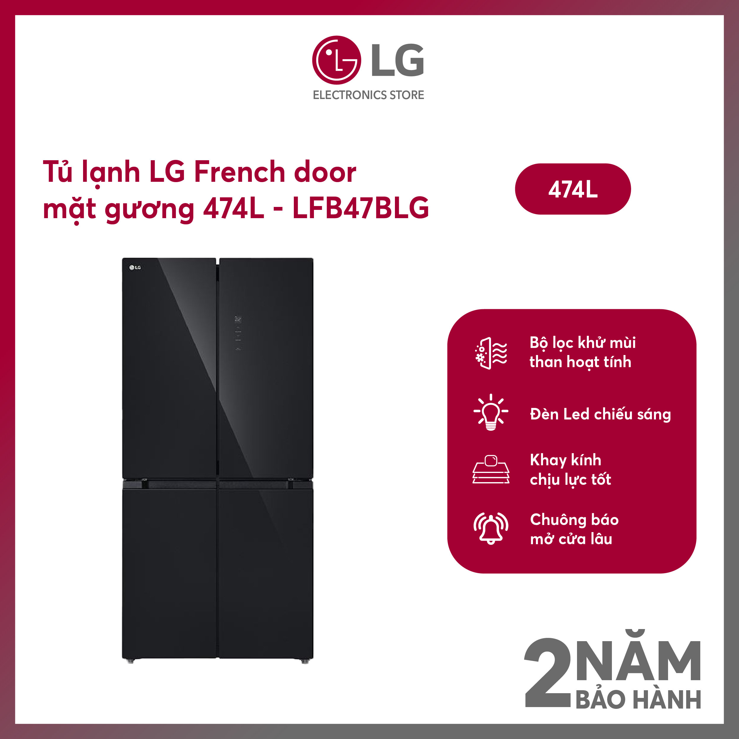 [FreeSHIP COD + Lắp Hà Nội] Tủ lạnh LG Inverter 474 lít Multi Door LFB47BLG