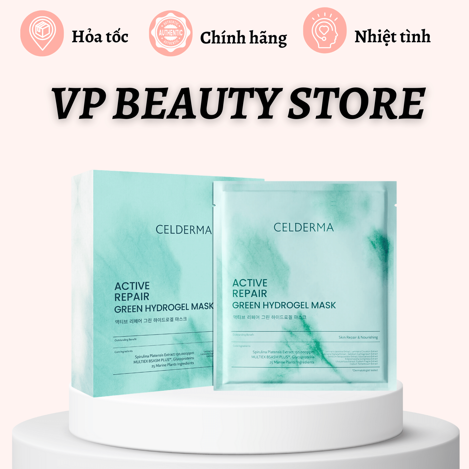 Mặt Nạ Tảo Xoắn Dạng Thạch Celderma Active Repair Green Hydrogel Mask