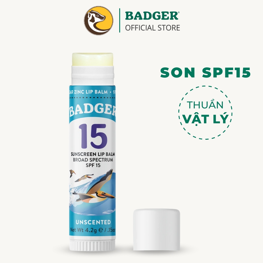 Son dưỡng môi BADGER chống nắng SPF 15 – 4.2g