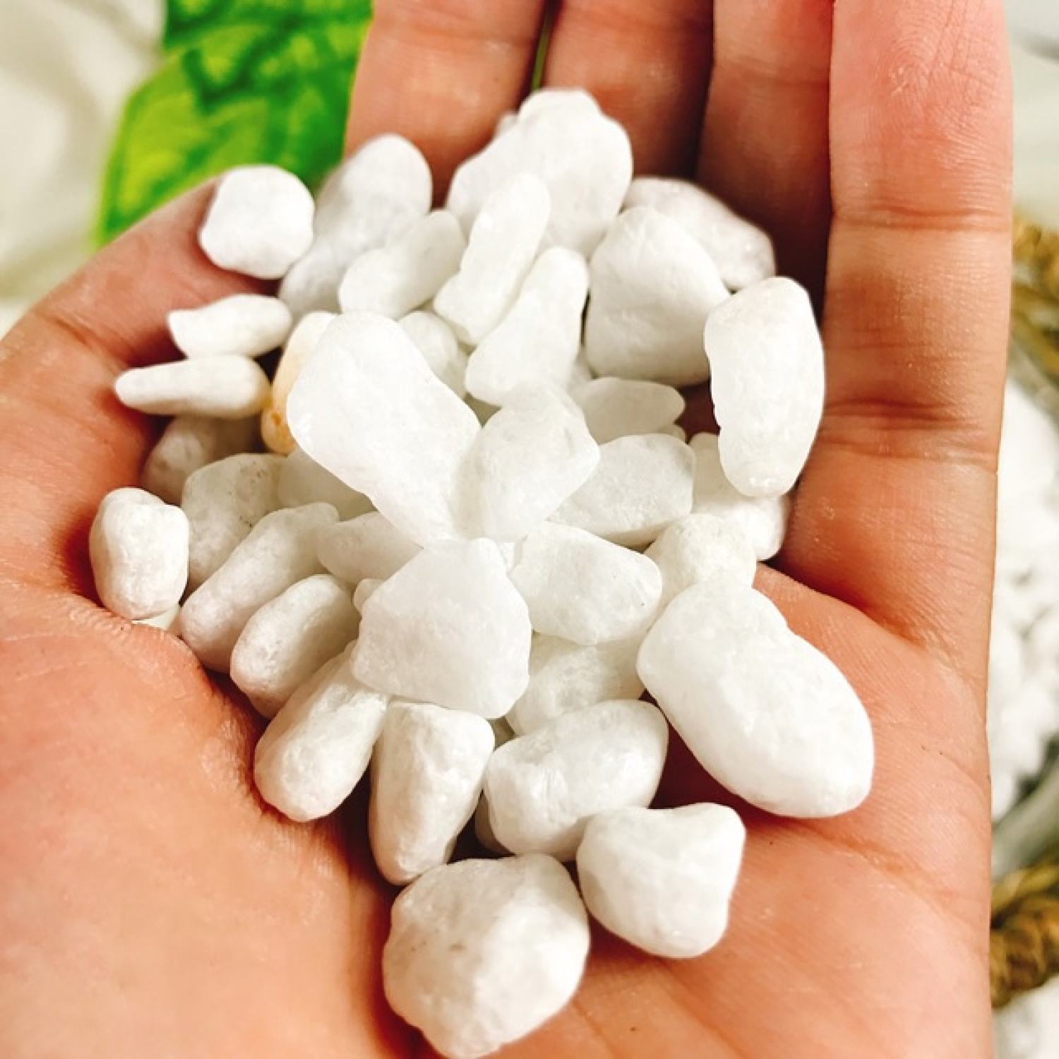 Đá sỏi trắng gói 500g trồng chậu cây giả cây cảnh trang trí bể cá tiểu cảnh