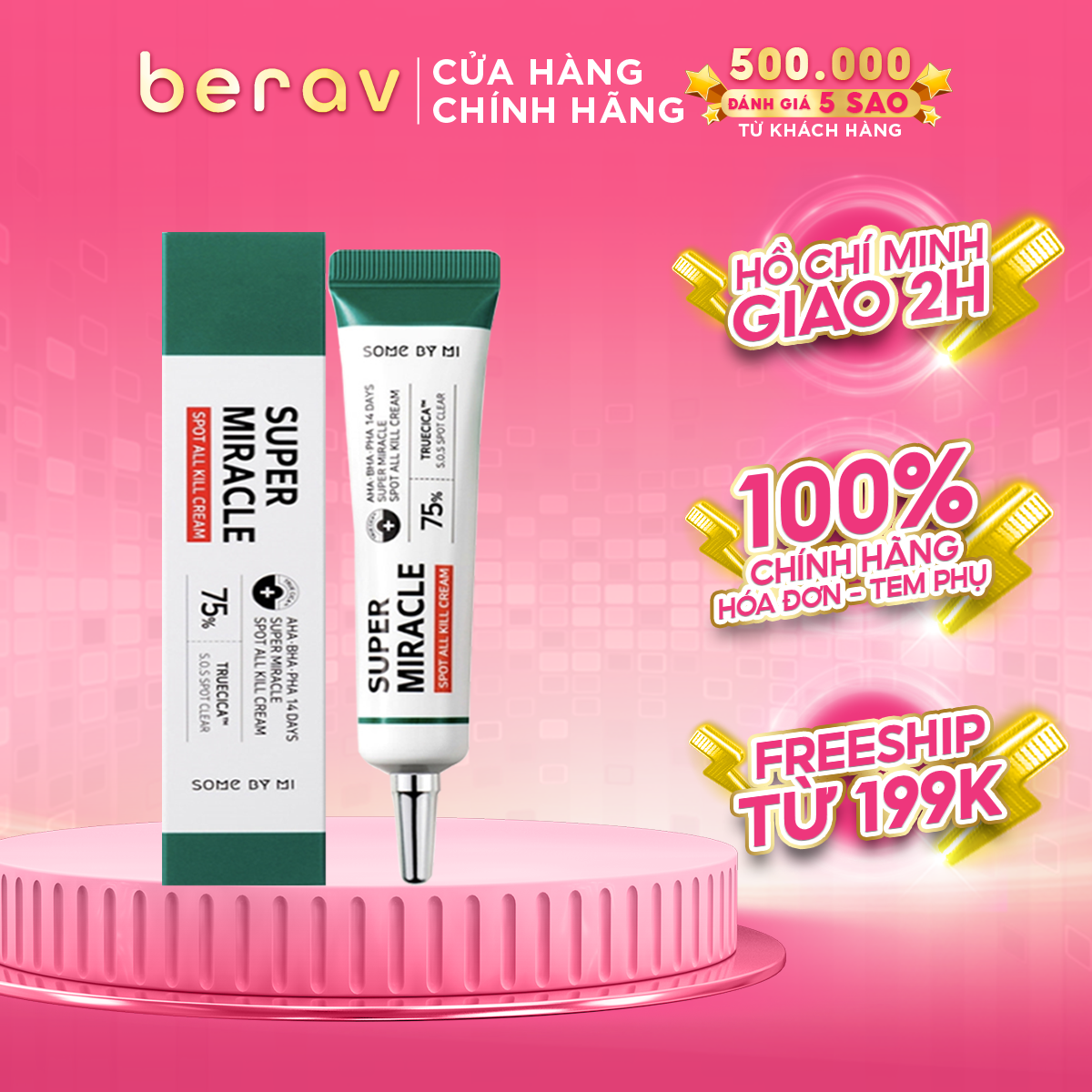 Kem giảm mụn cấp tốc some by mi "14 ngày" - aha, bha, pha 14 days super miracle spot all kill cream 30ml