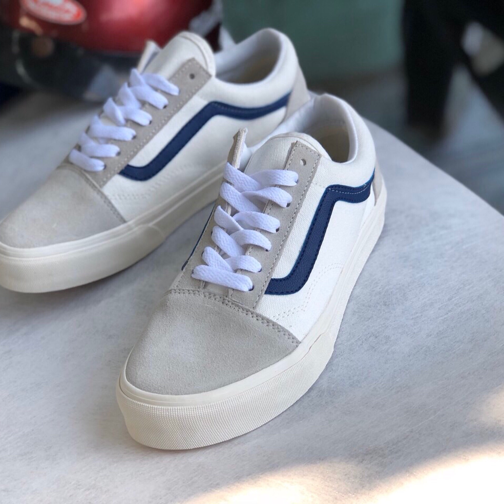 Giày thể thao vanzz old skool da lộn viền xanh size 36-43 NAM NỮ