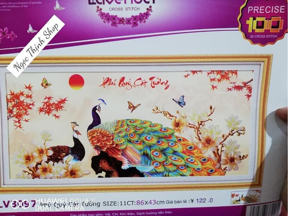 Tranh thêu chữ thập cao cấp phú quý cát tường mã LV3097-NgocThinhShop