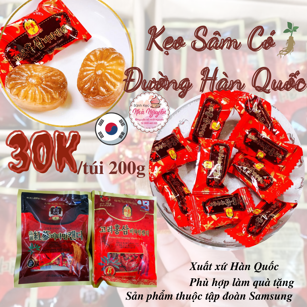 KẸO HỒNG SÂM HÀN QUỐC CÓ ĐƯỜNG
