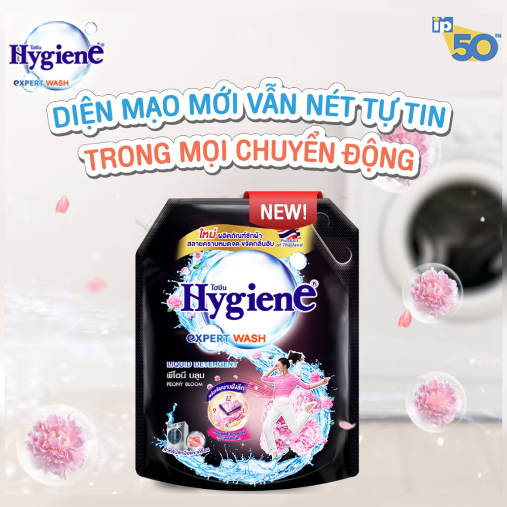 Nước giặt xả Hygiene Thái Lan 2 trong 1 túi 1800ml lưu hương lâu làm mềm