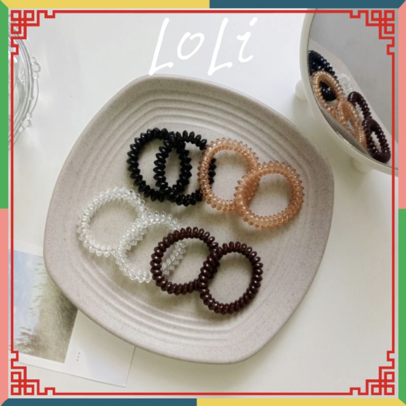 Dây cột tóc lò xo màu nâu cà phê xinh xắn cho nữ - loli