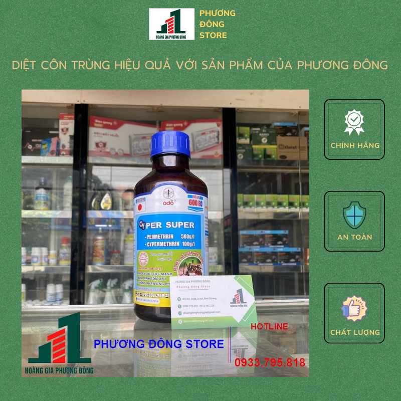 Thuốc diệt muỗi và côn trùng CYPER SUPER 600EC (chai nhựa 100ml, chai nhựa 1 lít, chai nhôm 100ml, chai nhôm 1 lít )