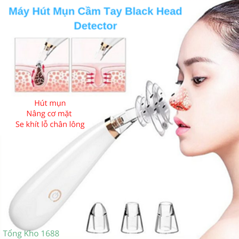 Máy hút mụn mini MBS 1093 - Máy hút mụn trứng cá, máy hút bã nhờn - Máy Hút Mụn Đầu Đen Lực Hút Mạnh - Tặng Kèm 3 Đầu Thay Thế Cao Cấp