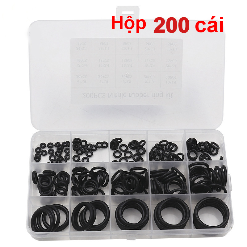 Hộp 200 ron cao su vòng đệm hình chữ O - gioăng cao su Thuỷ lực chống nước