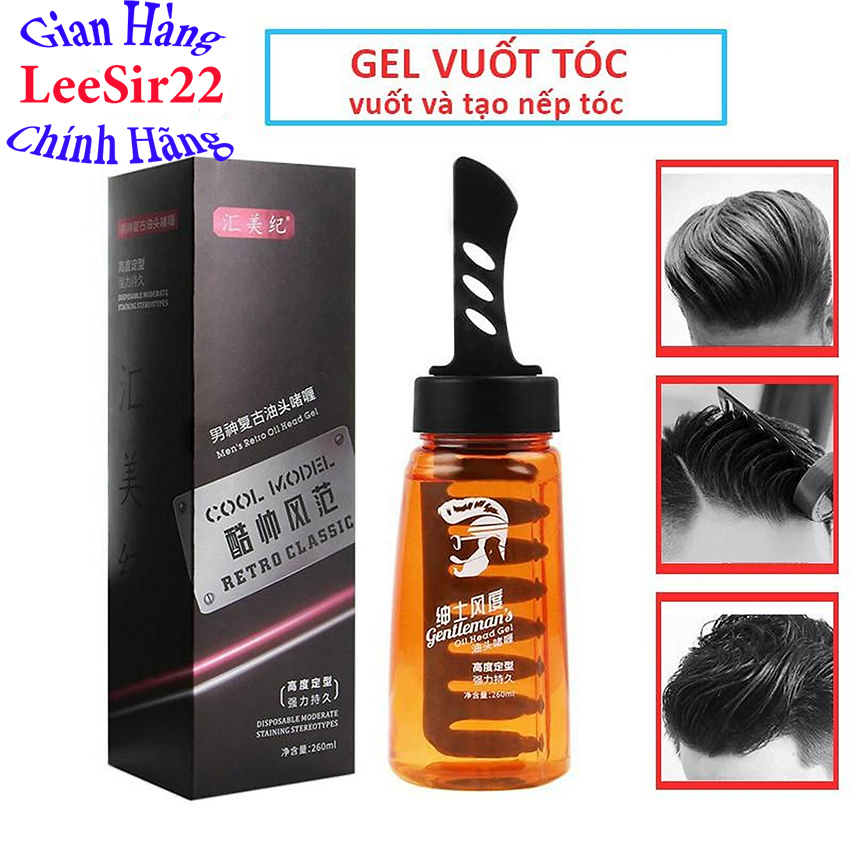 Gel tạo kiểu tóc kèm lược giữ nếp lâu, Gel vuốt tóc nam cao cấp, Keo vuốt tóc nam