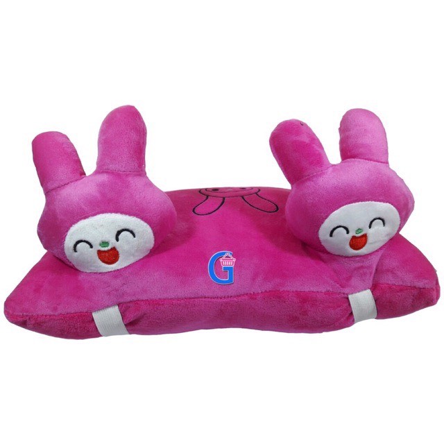 Gối Đi Xe Máy Cho Bé 2 Đầu Thú Thỏ Hồng