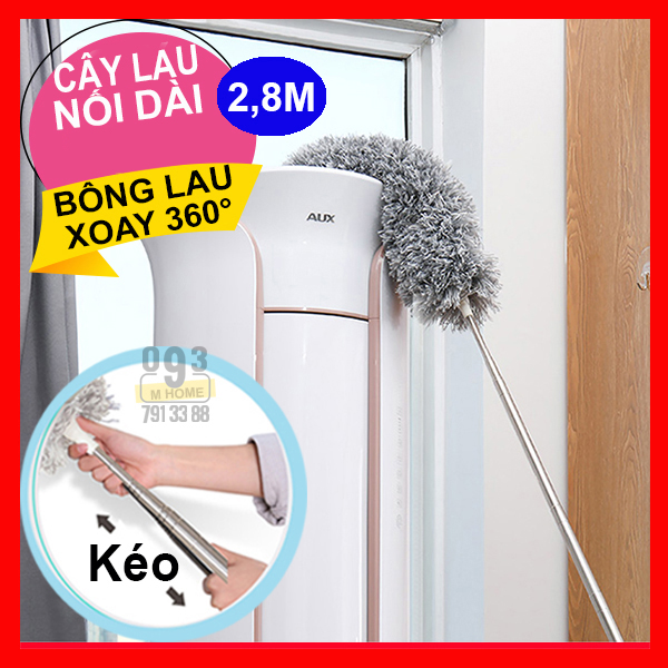 Combo cây quét nhà gậy lau nhà dài 2.8 mét gồm 1 bông lau 360