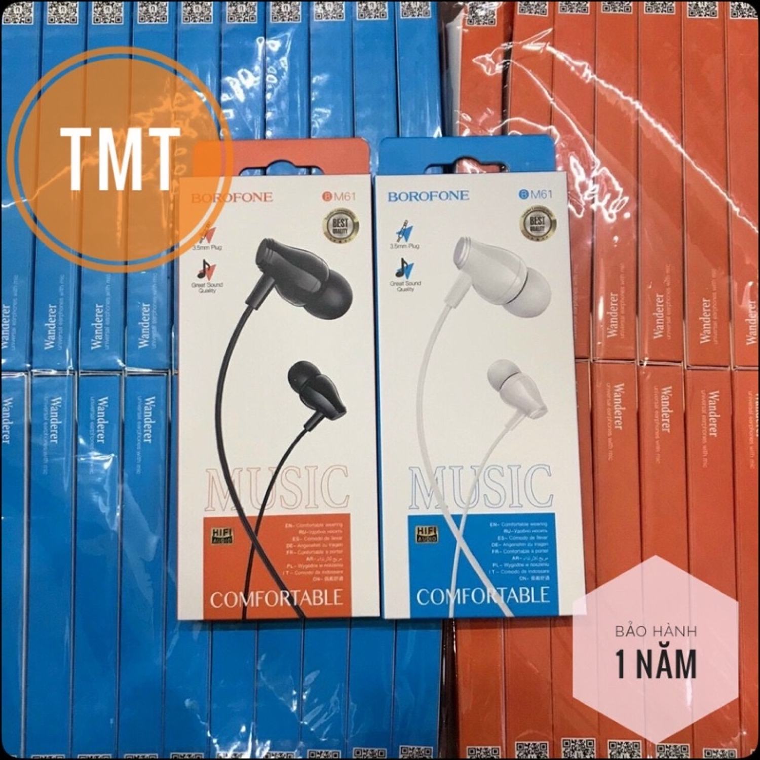 Tai nghe dây borofone bm61 có mic jack cắm 3.5mm - chính hãng