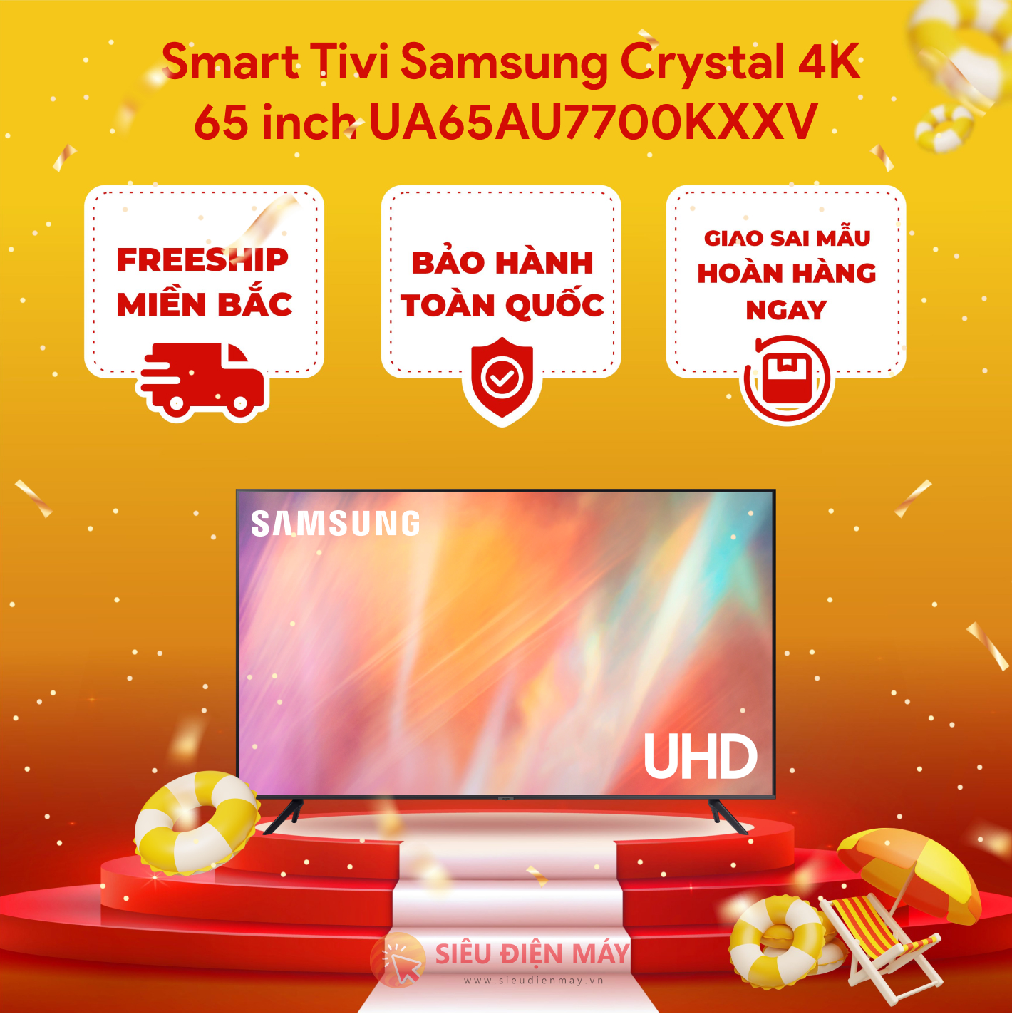 Smart tivi samsung 4k 65inch 65au7700 - trả góp 0%