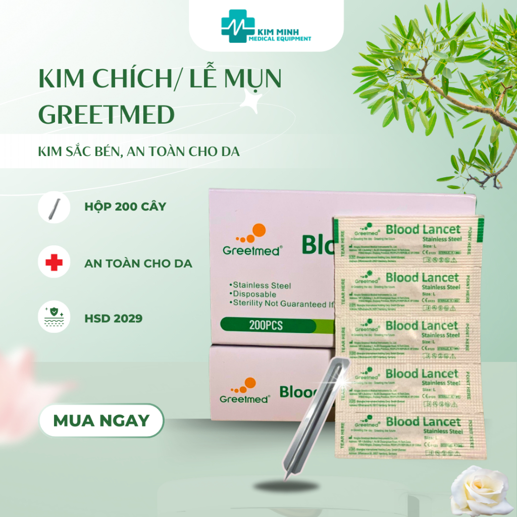 Kim chích lễ mụn Greetmed hộp 200 cây