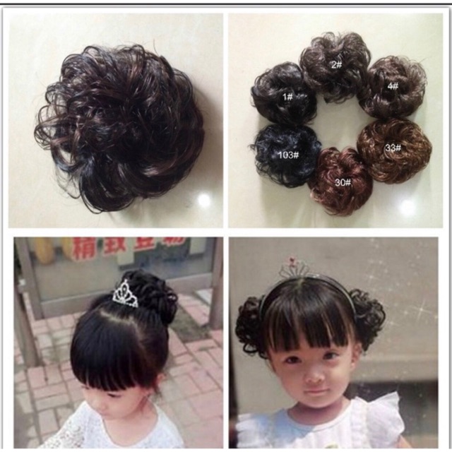 Tóc giả nữ 😛FREESHIP😛 Tóc giả búi cột xoăn cho bé