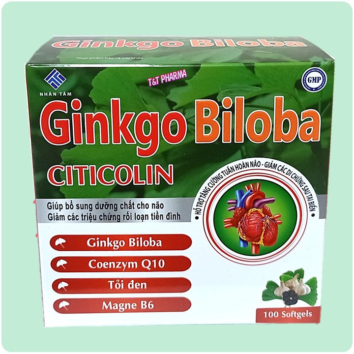 [Hộp 100 Viên] Hoạt Huyết Dưỡng Não Ginkgo Biloba Citicolin USA 240mg Giảm Đau Đầu, Hoa Mắt, Chóng Mặt, Mất Ngủ, Rối Loạn Tiền Đình - Hộp 100 Viên Ginkgo Biloba Chuẩn GMP