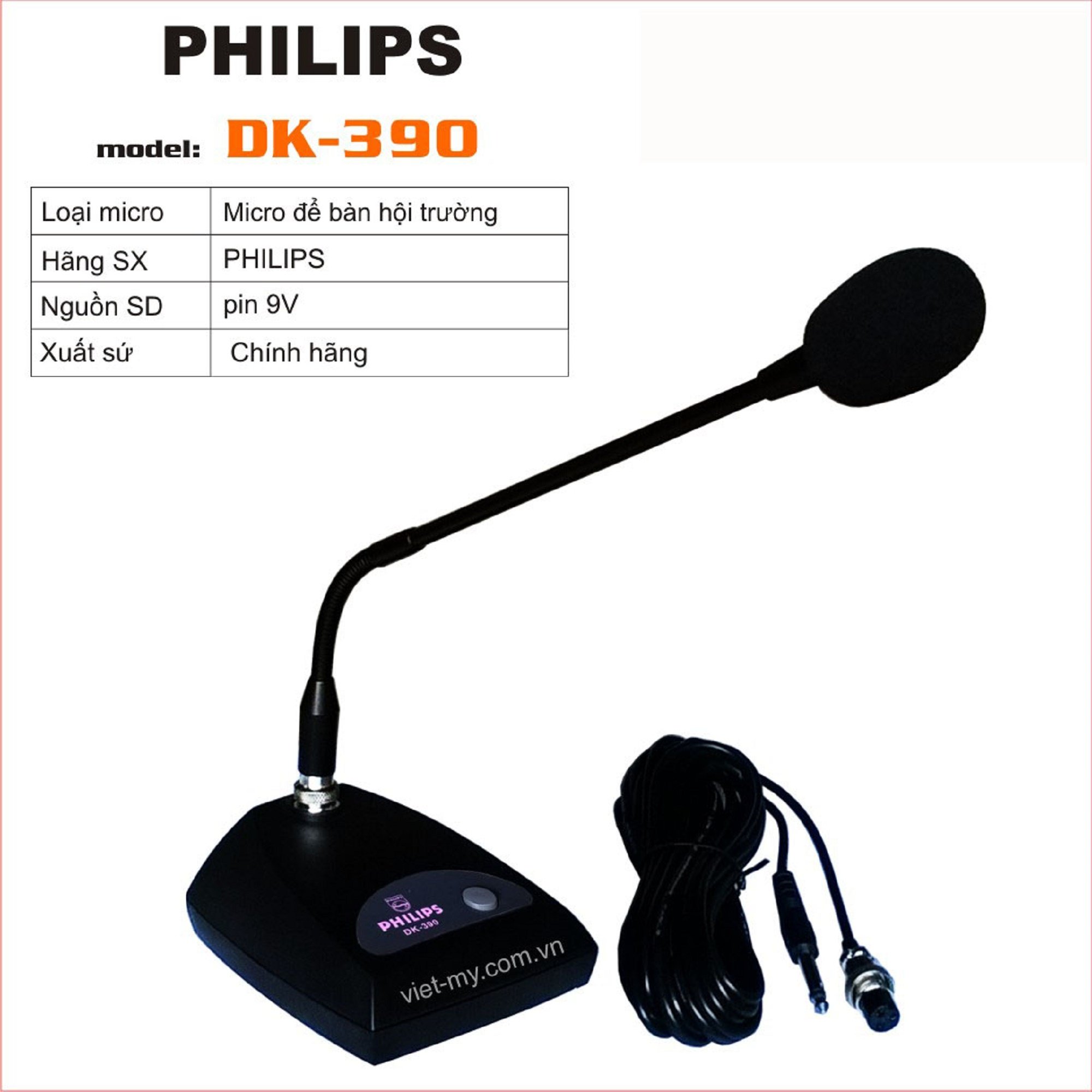 MICRO CỔ NGỖNG ĐỘ NHẠY CAO Philips DK-390, Micro Để Bục, Micro Phát Biểu Cao Cấp Chuyên Dùng Để Bàn Phòng Họp, Hội Nghị, Hội Trường, Hội Thảo Chất Lượng Cao DK-390