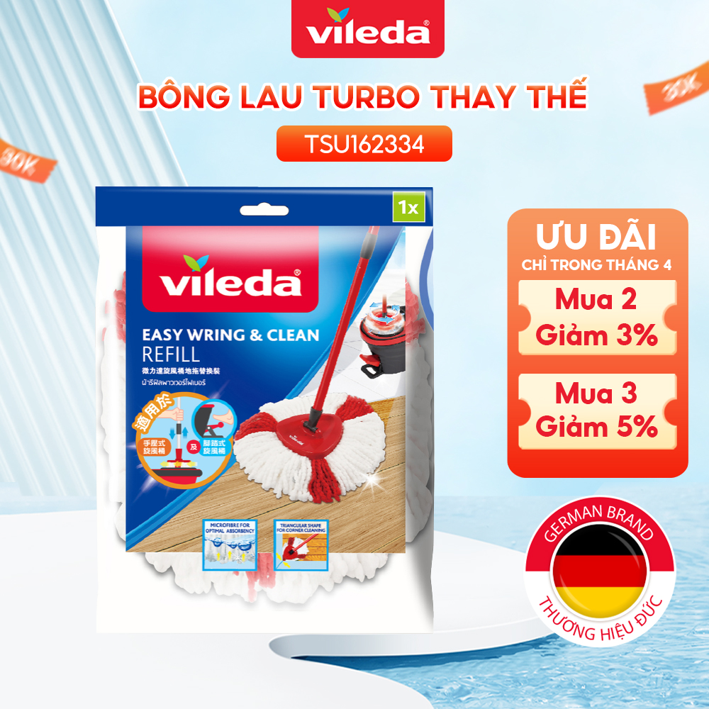Bông lau thay thế cây lau nhà VILEDA Turbo Easy Wring&Clean tái sử dụng TSU162334