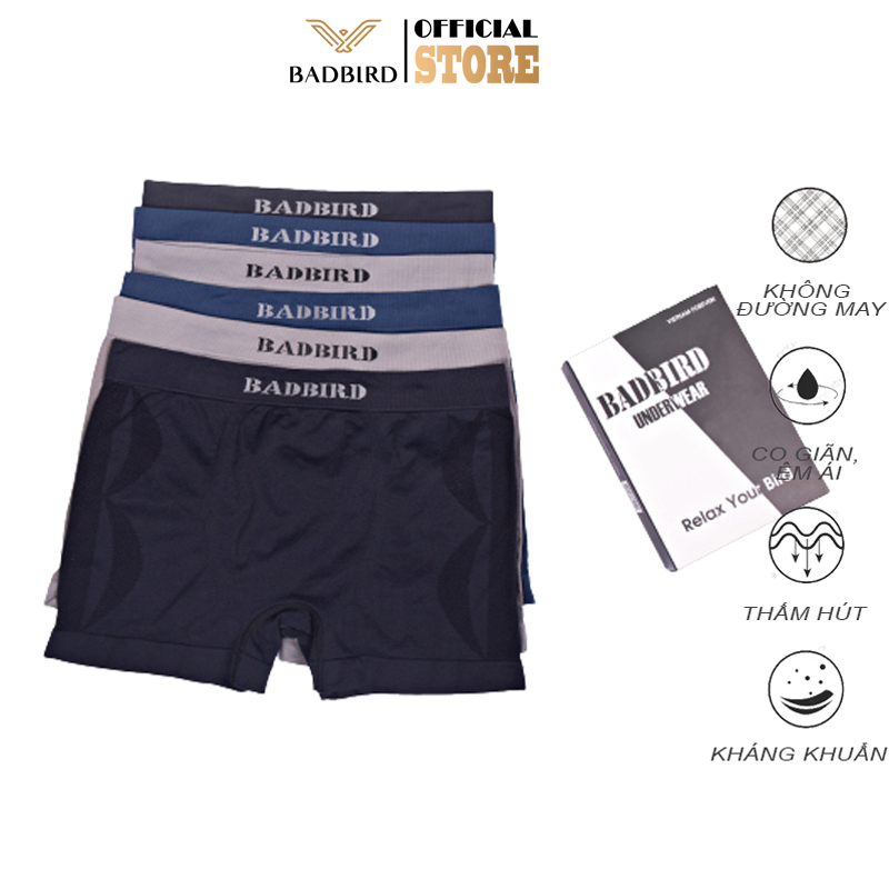 [QUẦN LÓT NAM] Set 5 Chiếc Quần Lót Nam KHÔNG ĐƯỜNG MAY cao cấp BADBIRD, quần lót nam, quần sịp nam dạng boxer, Thương hiệu Việt