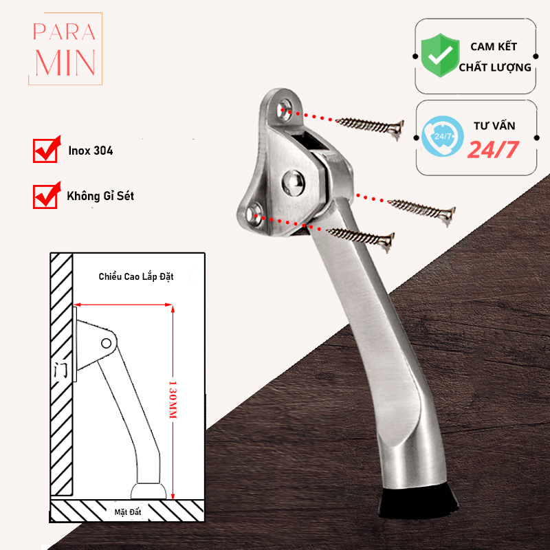 Chặn cửa chân chó - chặn cửa an toàn chất liệu kim loại chống va đập tặng kèm vít lắp đặt, chốt chặn cửa thông minh lắp đặt cự dễ với 3 vít và sử dụng cực ki đơn giản