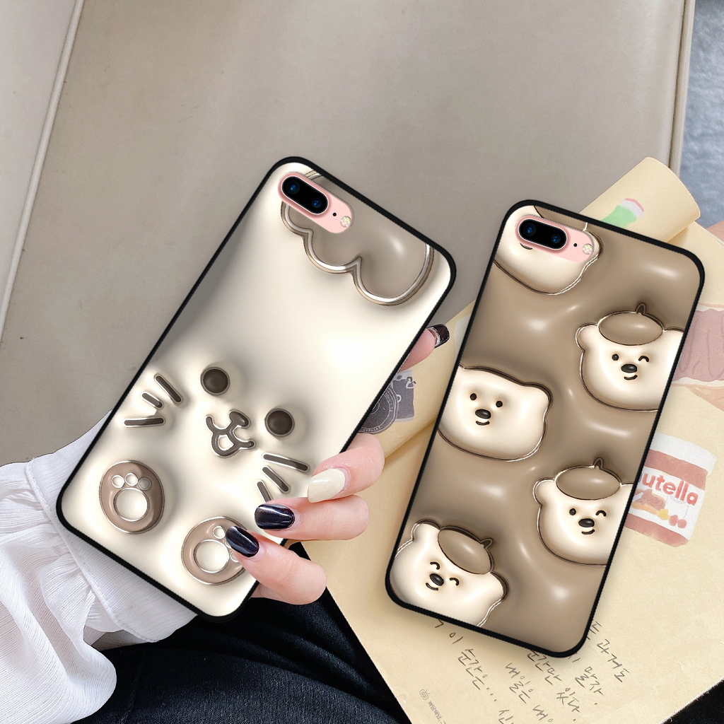 Ốp lưng Iphone 7 Plus / 8 Plus, ốp điện thoại iphone hình gấu 3D dễ thương, thời trang