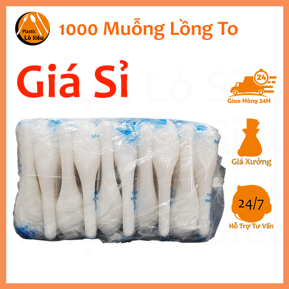 1000 muỗng nhựa sử dụng một lần, thìa muỗng nhựa cơm hộp, muỗng nhựa giá rẻ lồng to cán dài
