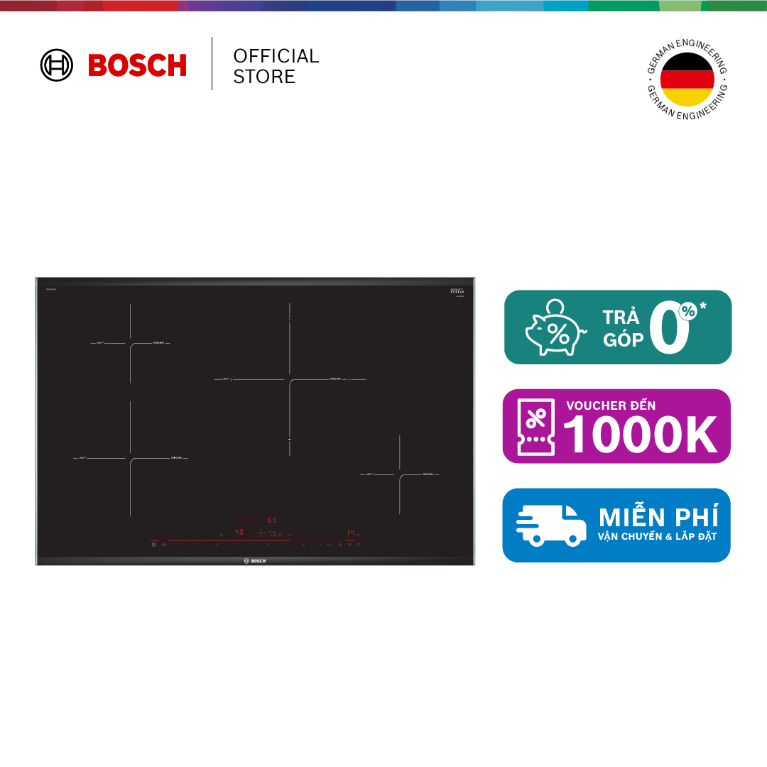 Bếp từ bosch 4 vùng nấu pie875dc1e - series 8 - hàng chính hãng