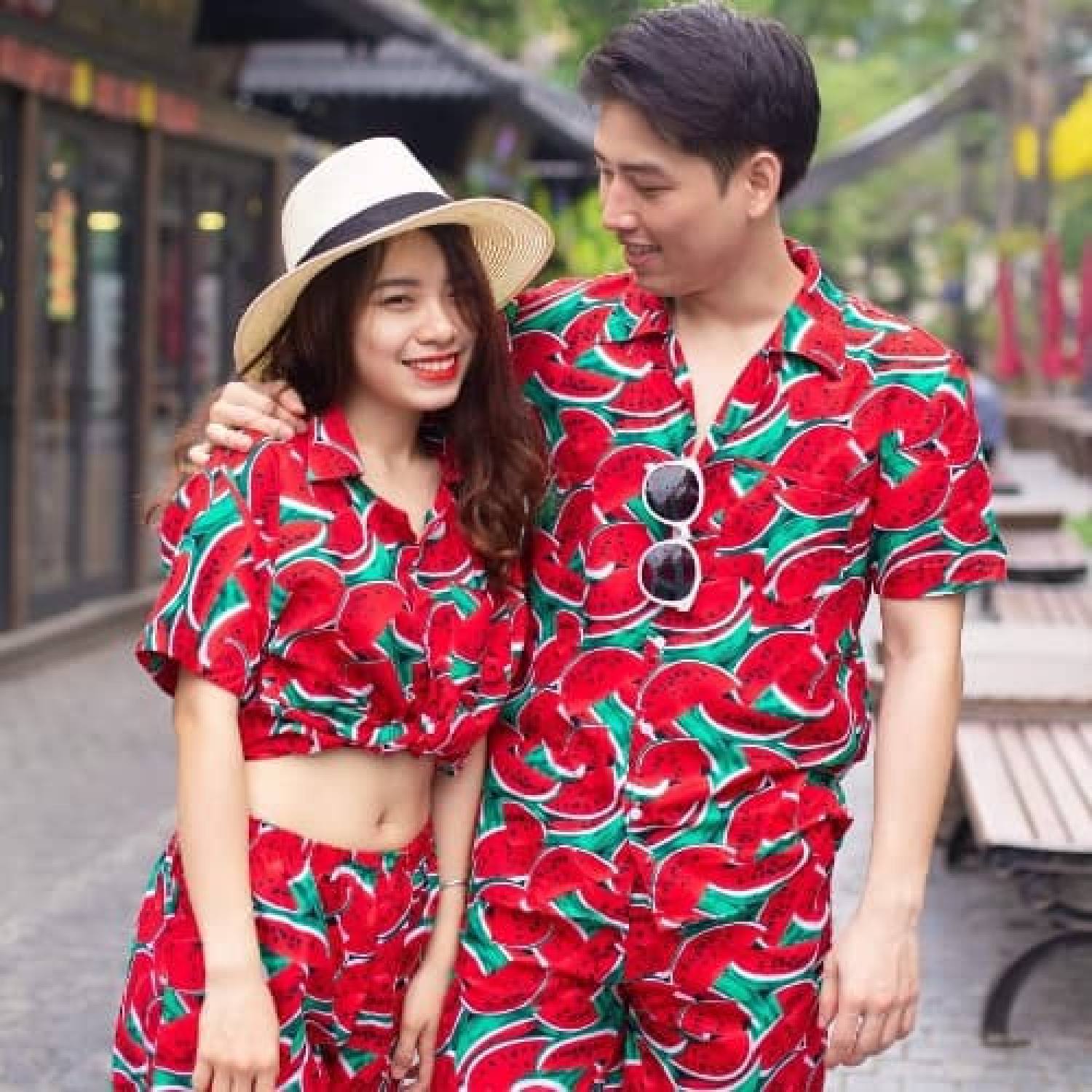 20. qatc6. đồ bộ trái cây đi biển, dưa hấu đỏ tươi.