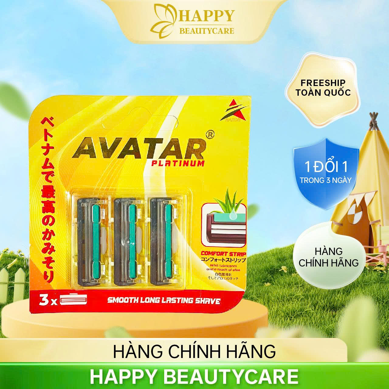 Lưỡi Dao Cạo Râu Thay Thế 2 Lưỡi Kép Avatar Dành Cho Nam ( 1 Vỉ 3 Cái )