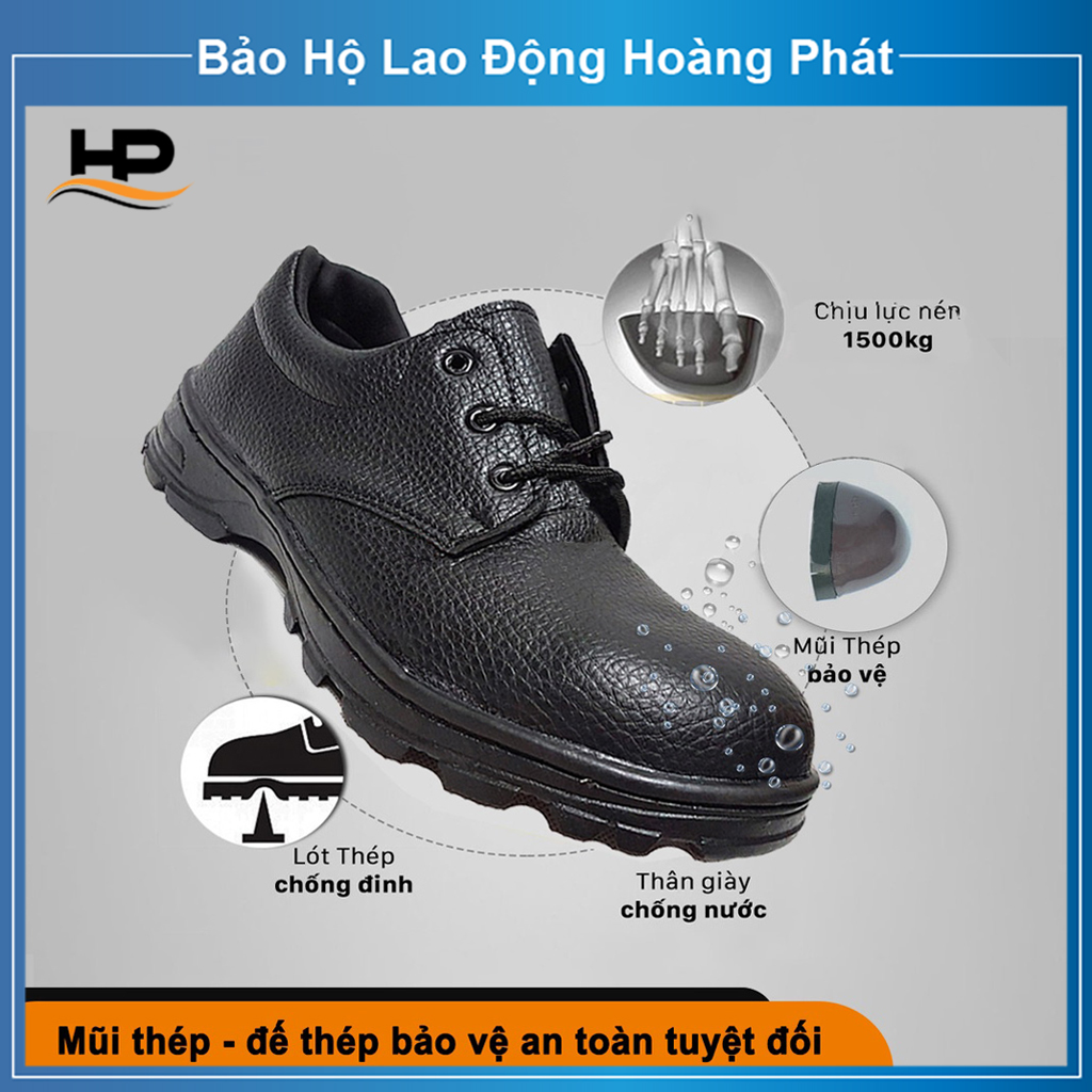 Giầy bảo hộ lao động Nam - Giầy bảo hộ lao động nữ chỉ đen ABC chống đinh, chịu dầu, chống nước, chịu nhiệt khi hàn xì