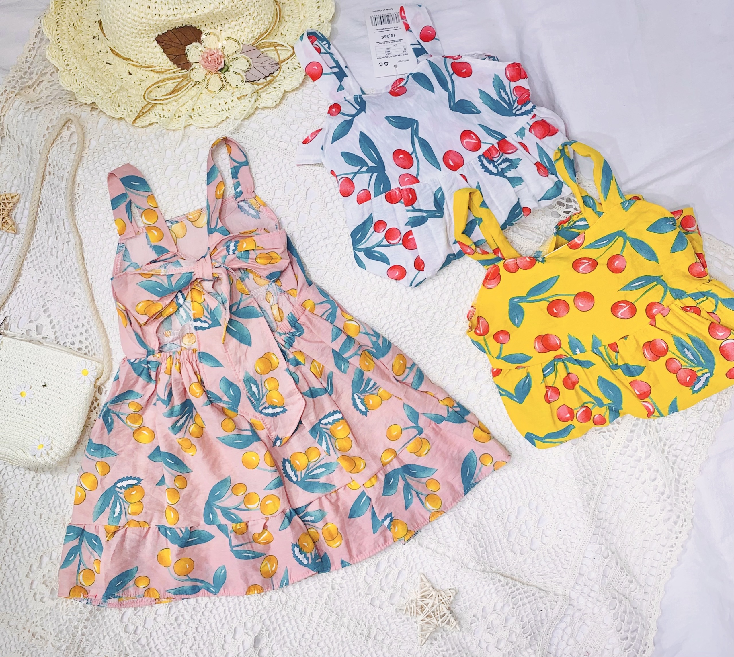 Váy maxi 2 dây hở lưng nơ buộc sau chất đũi mềm mát cho bé gái- Min's Baby
