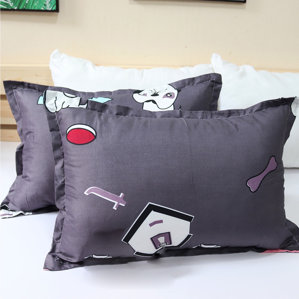 🥑 Vỏ gối đầu cotton poly 45x65 🥑 áo gối nằm nhiều màu sắc - Mẫu Chó xám, được chọn mẫu thoải mái
