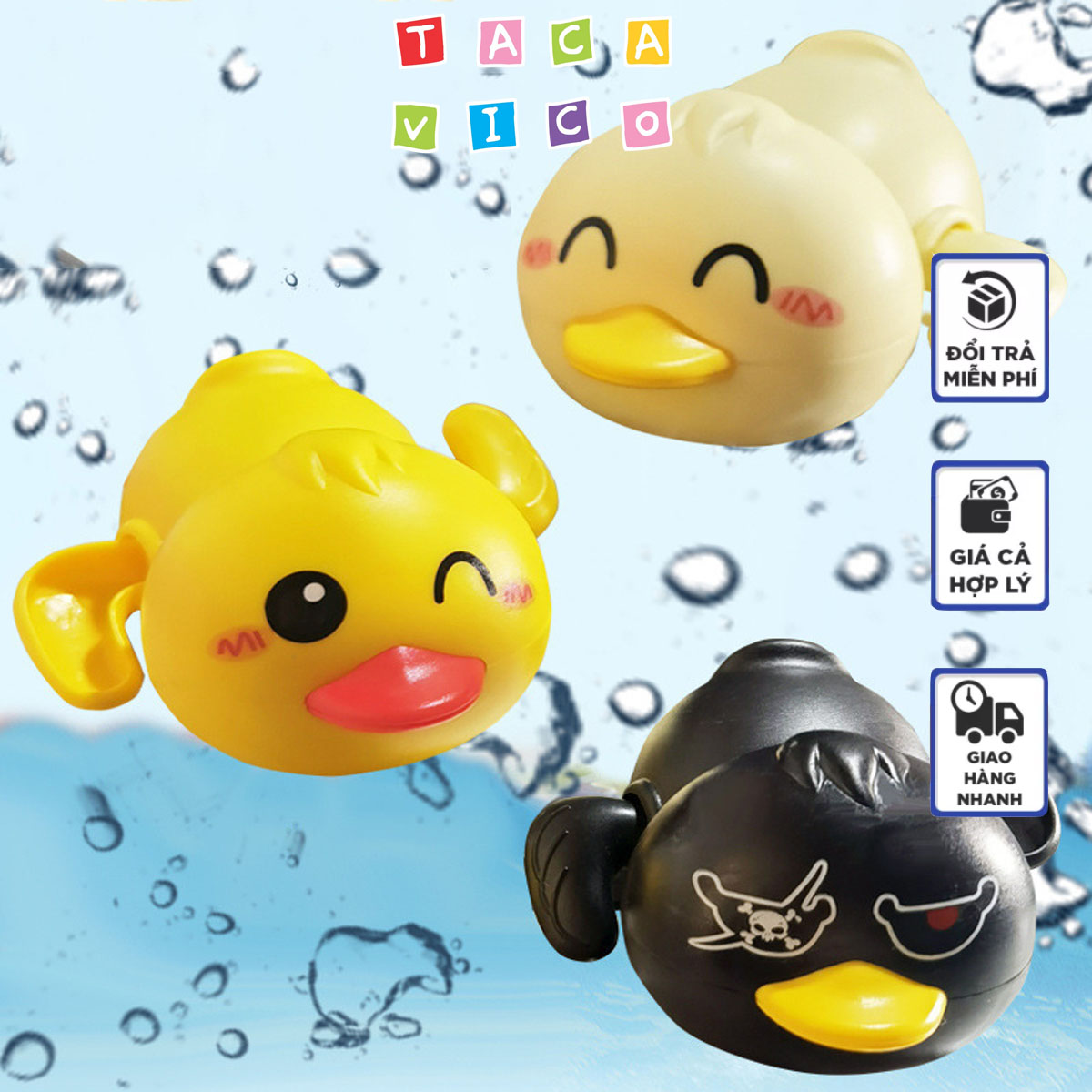 Đồ chơi phòng tắm con vịt bơi lội-TACAVICO, con vịt thả bồn tắm, thả hồ bơi cho bé, con vịt lên dây cót