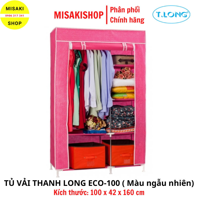 Tủ vải thanh long eco-100 kích thước 100 x 42 x 160 , ống sắt mạ kẽm, nhựa pp trắng, trọng lượng 2.6kg
