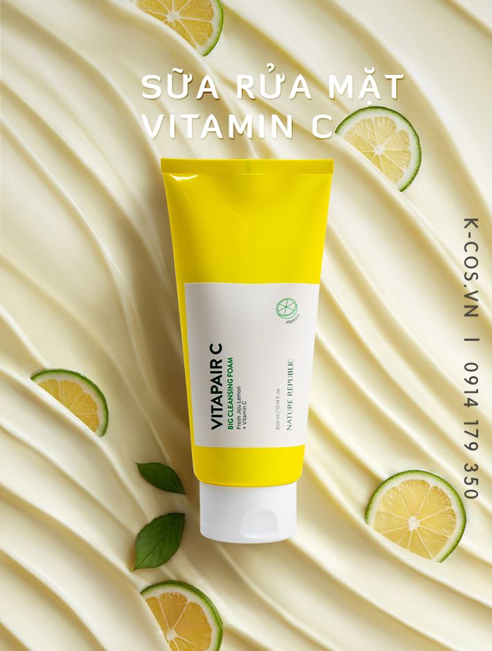 [HCM] [ HOT DEAL ] Sữa Rửa Mặt Tinh Chất Vitamin C Nature Republic Dưỡng Ẩm , Cải Thiện Tông Màu Da , Mờ Vết Thâm Nám Nhập Khẩu Hàn Quốc 180ml