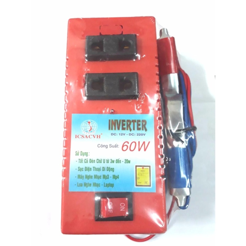 Bộ đảo điện 12v ra 220v - ra 2 ổ cắm