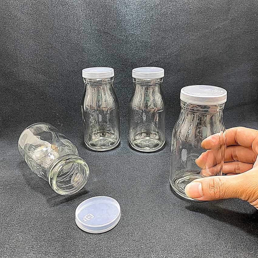 Hũ Thủy Tinh Làm Sữa Chua 200ML (combo 4 cái) mẫu trụ tròn cao nắp nhựa – Hũ Pudding 200ML - Lọ Đựng Sữa Chua - Hũ Yaourt - Hũ Chưng Yến Thủy Tinh