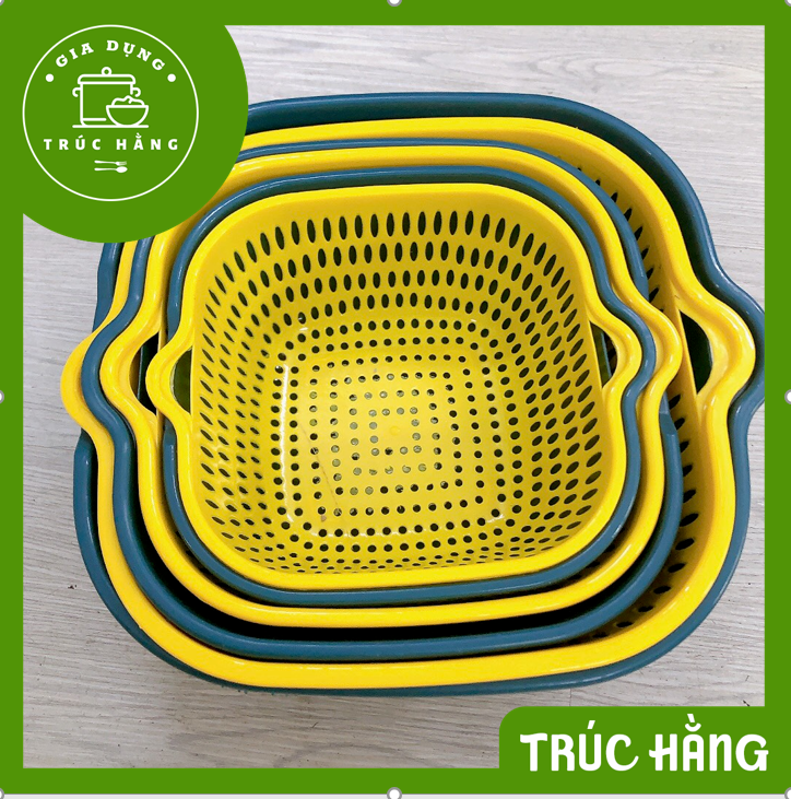 Bộ thau nhựa 6 MÓN đa năng-thau chậu kèm rổ đựng đa dụng