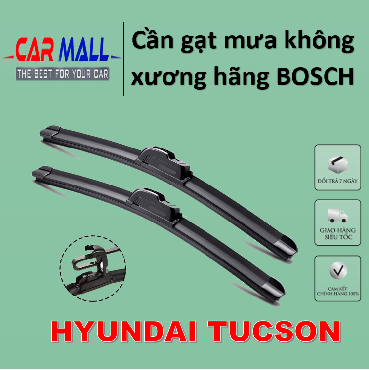 Cần gạt mưa trước HYUNDAI TUCSON không xương Silicone hãng BOSCH,cần gạt mưa, lưỡi gạt mưa, chổi gạt mưa