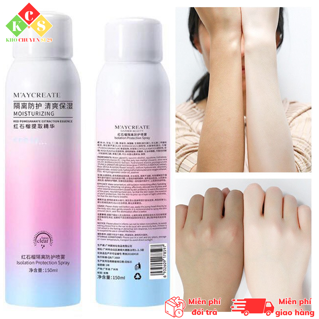 Kem chống nắng dạng xịt Maycreate, xịt chống nắng nâng tone, makeup body hiệu quả, Xịt chống nắng trắng da, chống nắng body, chống nắng toàn thân