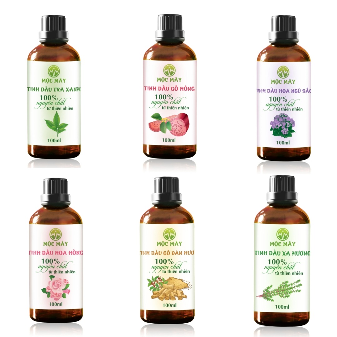  Tinh dầu thiên nhiên nguyên chất 100ml Mộc Mây - tinh dầu sả chanh  Bưởi  bạc hà  Hoa Lài  Oải hương  Hoa Hồng  Chanh  Tràm huế  Gừng  Cam  Quế  Quýt 