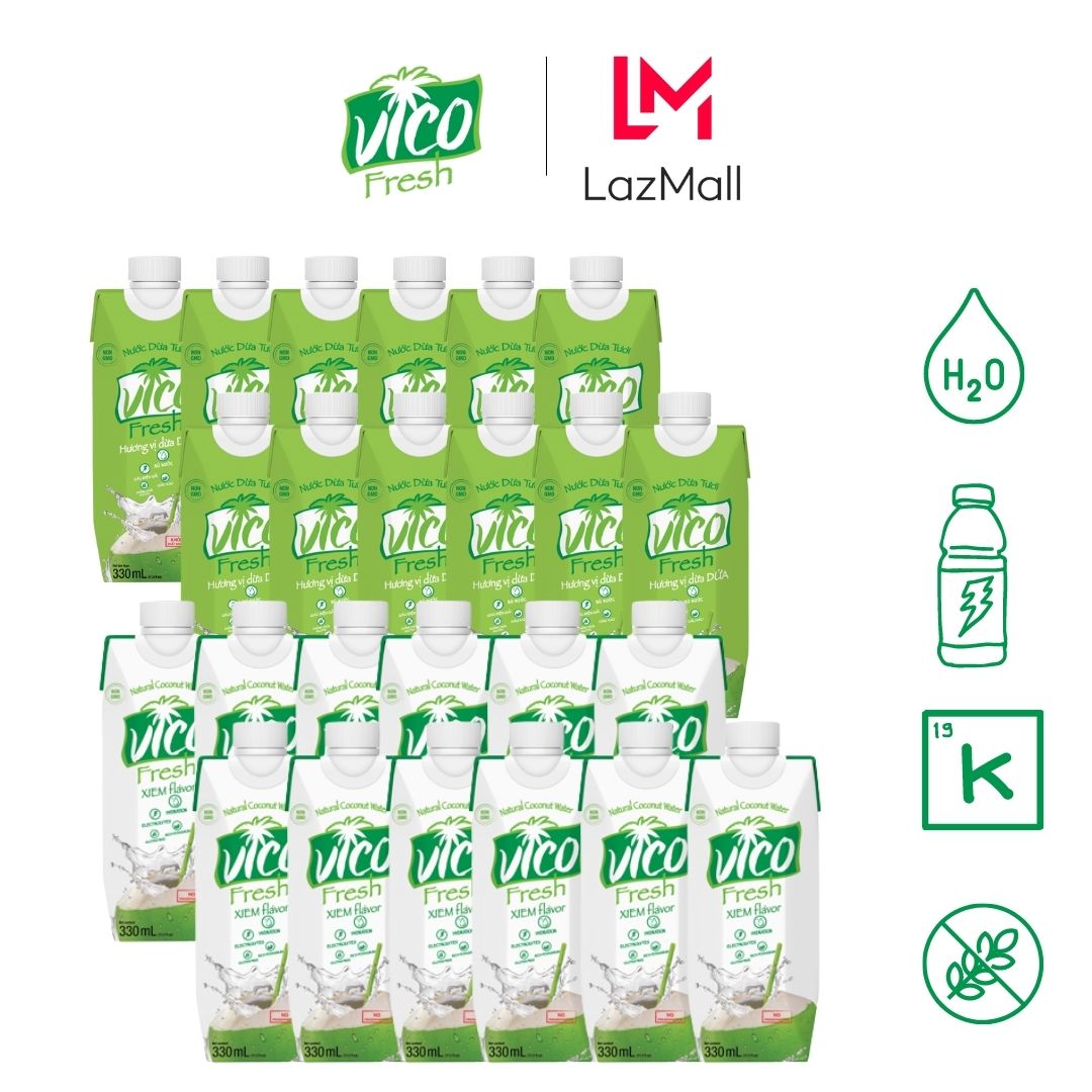 Thùng 24 hộp nước dừa vico fresh 330ml