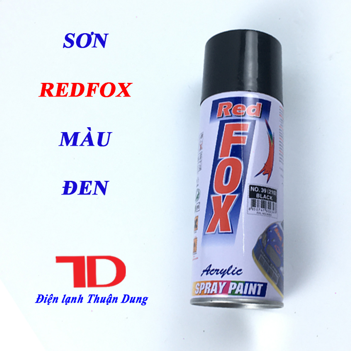 Sơn xịt RedFox màu đen dùng cho đầu lạnh, sơn chất lượng giá rẻ, dung tích 400ml, sơn xe máy, sơn ô tô