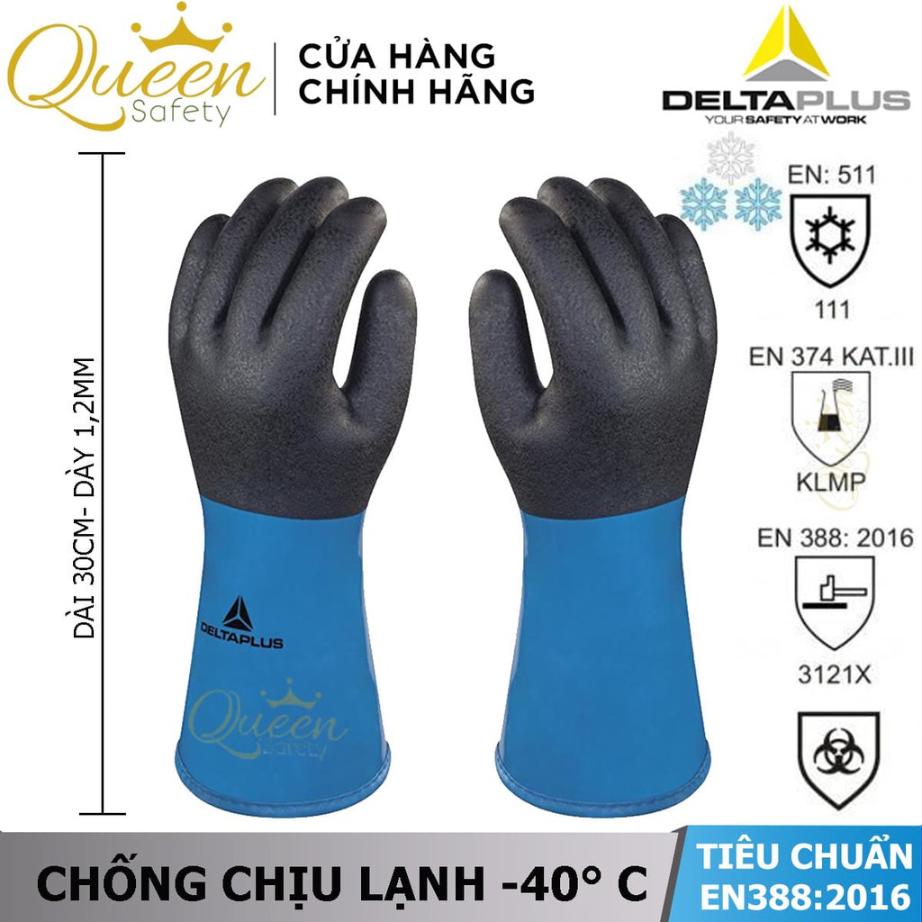 Găng tay bảo hộ găng tay chịu lạnh 40 độ delta plus vv837 cấu tạo phủ latex 100% arcrylic - bảo hộ