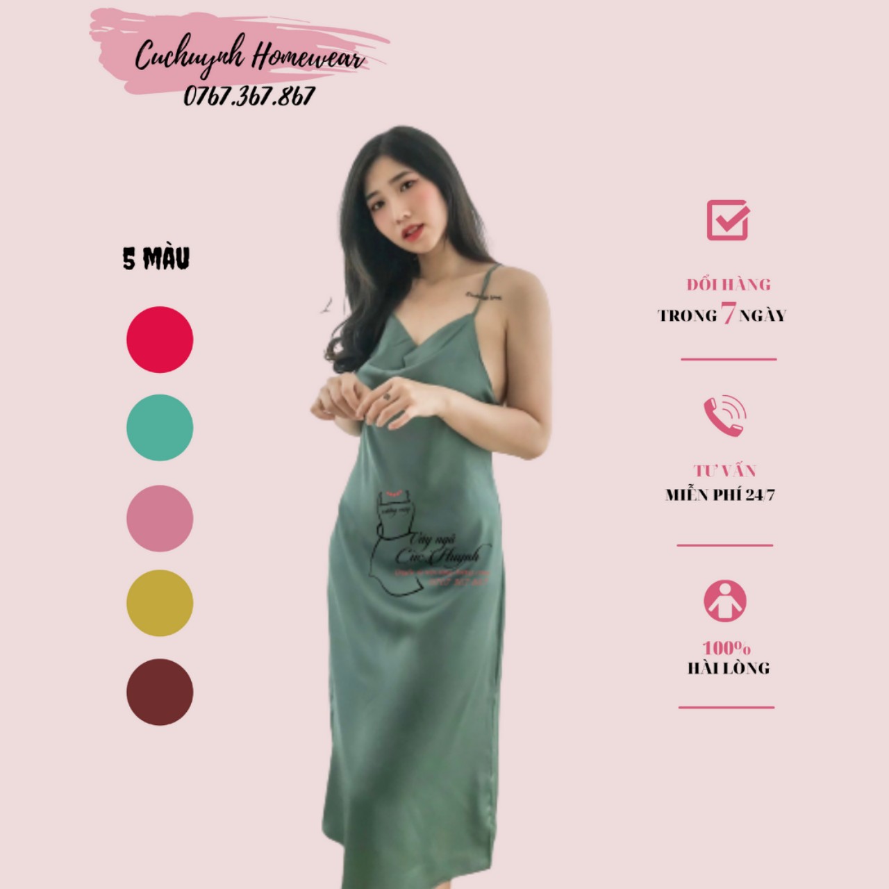 [HCM]Váy ngủ lụa cao cấp dáng suông dài, quyến rũ, mã VN0004, có size từ 40-80kg, đủ màu, chất vải lụa mềm nhẹ, mát lạnh, đường may kĩ đẹp
