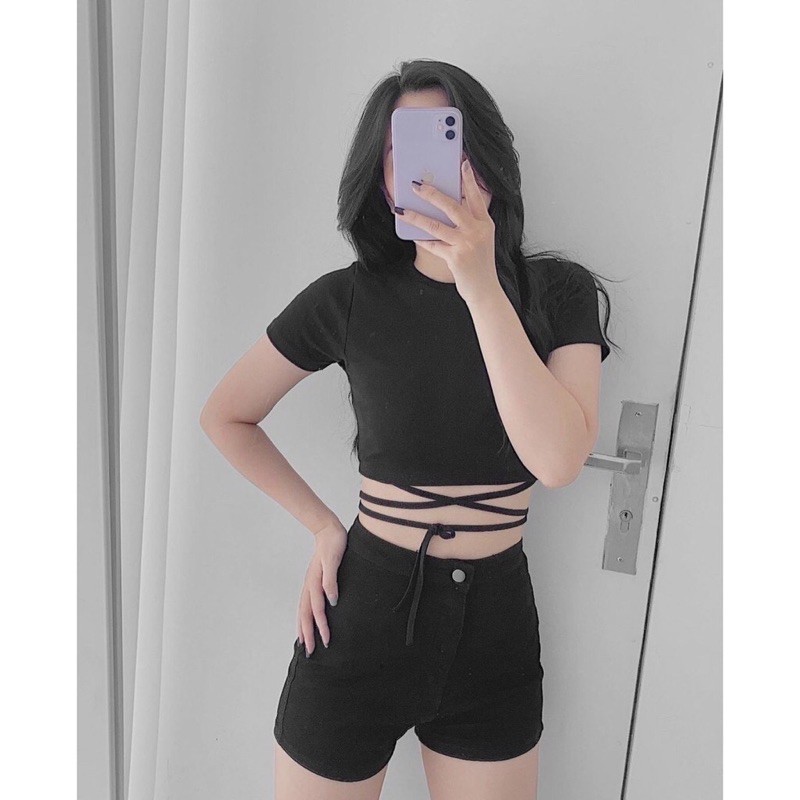 Áo croptop đan dây eo loại cao cấp